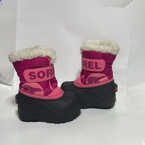 Sorel Kids Pink and Black Snow Boots